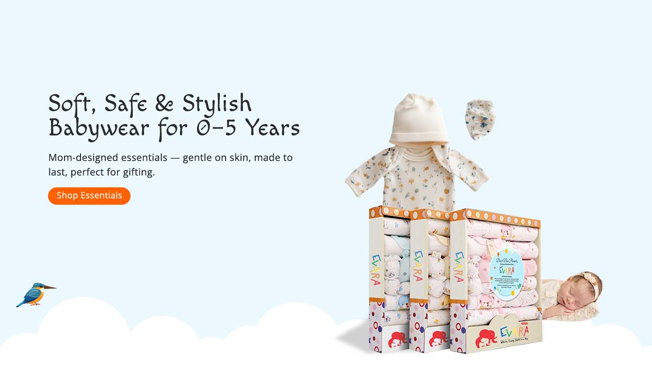 Evara newborn babywear set soft breathable cotton fabric