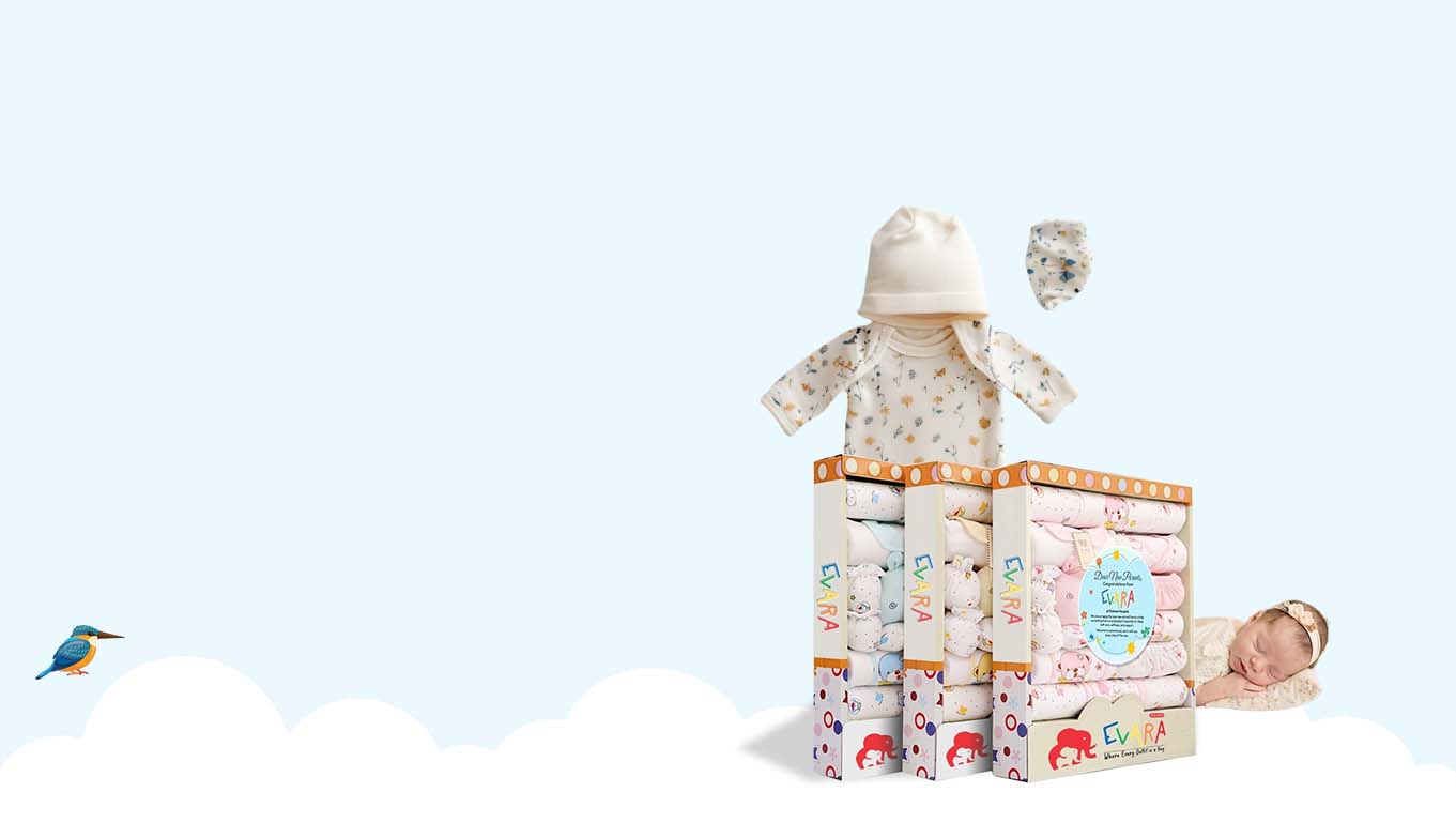Evara newborn babywear set soft breathable cotton fabric